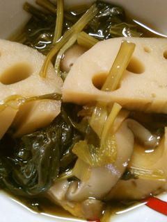 簡単! 和食 小松菜と 蓮根の 和風煮♪-レシピのメイン写真