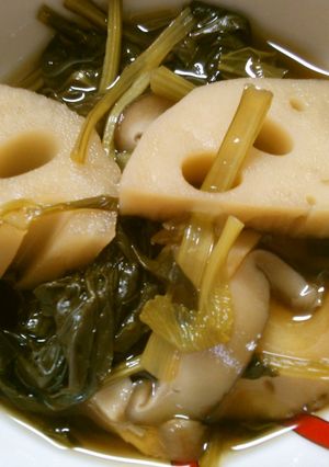 簡単！ 和食 小松菜と 蓮根の 和風煮♪-レシピのメイン写真