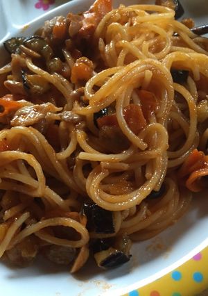 1歳離乳食ナスと豚肉のミートスパゲｯティ-レシピのメイン写真