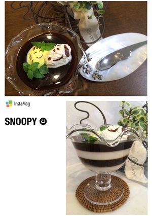 牛乳と珈琲のしましまゼリー♡スヌーピー-レシピのメイン写真