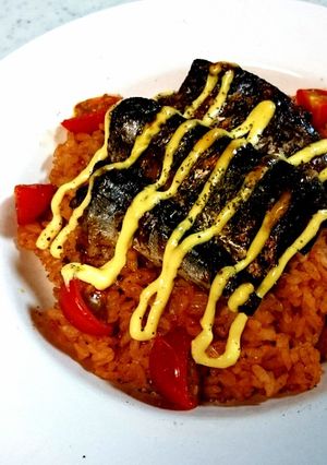 サンマの蒲焼缶とトマトの簡単欧風ライス♪-レシピのメイン写真