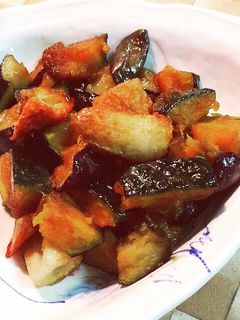 茄子とかぼちゃ、ちくわの甘辛煮-レシピのメイン写真