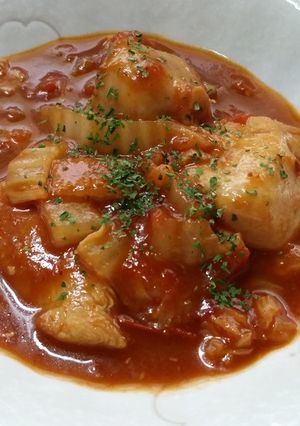 鶏むね肉と白菜のトマトソース煮込み-レシピのメイン写真