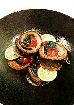 秋刀魚とトマトのコラボ巻き♪-レシピのメイン写真