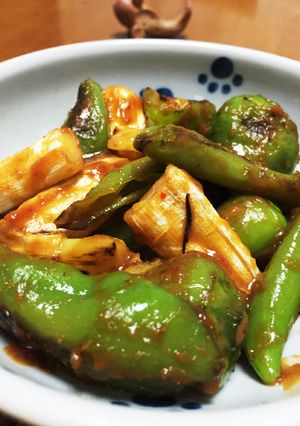 焼きねぎ、ししとうのピリ辛味噌炒め-レシピのメイン写真