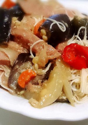 簡単!そうめんとスパムとナスの味噌炒め-レシピのメイン写真