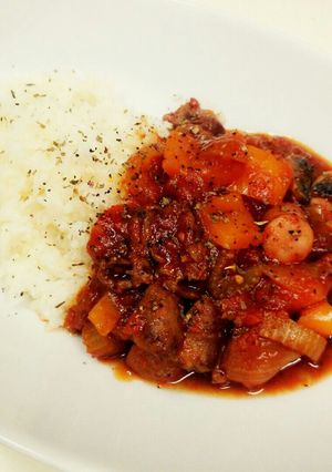 女子必見!貧血予防☆鶏肝トマト煮ライス-レシピのメイン写真