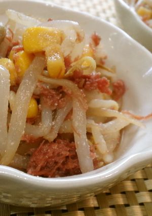 5分！もやしとコーンのコンビーフ和え♪-レシピのメイン写真