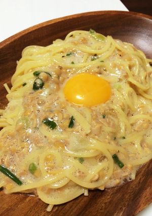 簡単!納豆カルボナーラ風-レシピのメイン写真