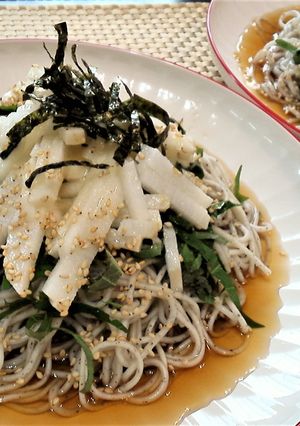 シャキシャキ長芋と大葉のぶっかけソバ♪-レシピのメイン写真