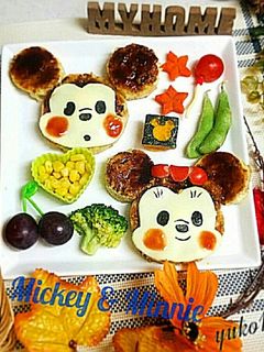 ミッキー&ミニーのお好み焼きキャラごはん-レシピのメイン写真