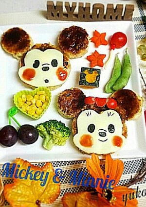 ミッキー&ミニーのお好み焼きキャラごはん-レシピのメイン写真