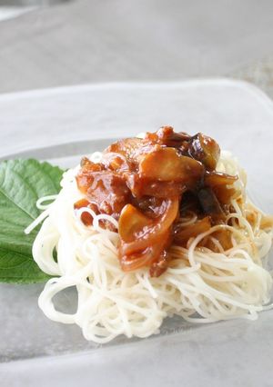 そうめん活用！茄子のナポリタン♪-レシピのメイン写真