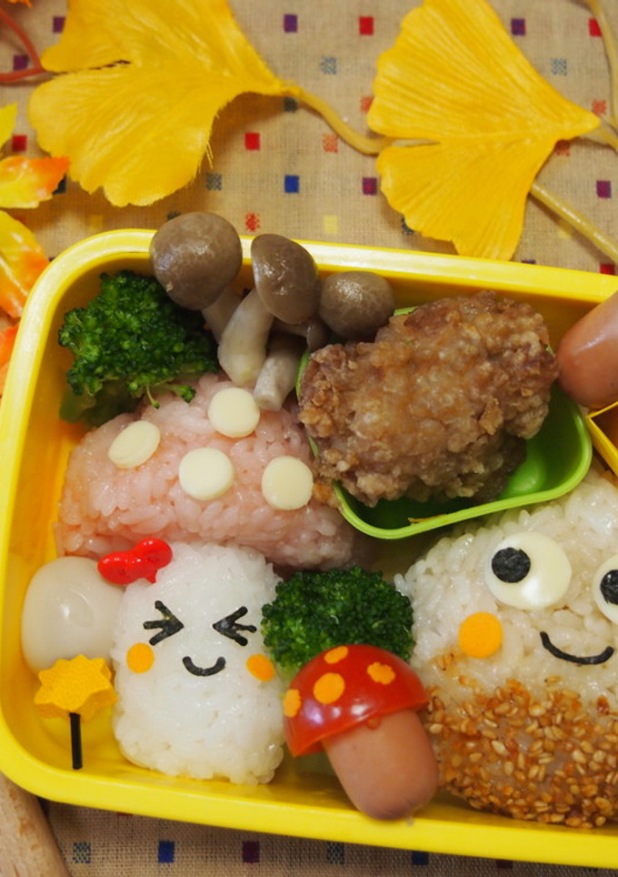 栗くん＆きのこちゃんおにぎり弁当-レシピのメイン写真