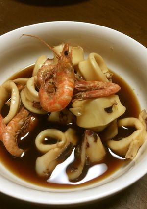 ヒイカとエビの煮物-レシピのメイン写真