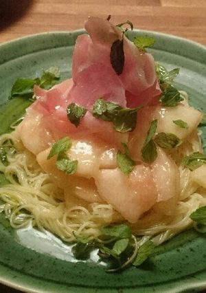 かんたん！桃と生ハムの冷製カッペリーニ-レシピのメイン写真