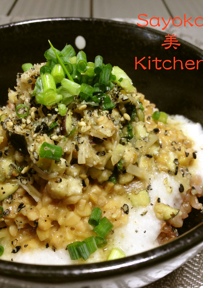 茄子とえのき茸のなめろう納豆丼-レシピのメイン写真