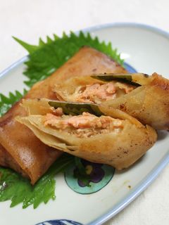 秋鮭のみそチーズ春巻き-レシピのメイン写真