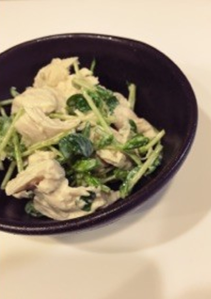 豆苗とササミのわさびマヨ和え-レシピのメイン写真