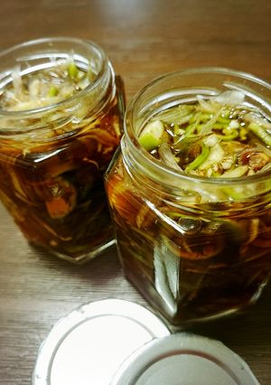 簡単！茗荷と万願寺唐辛子の麺つゆ漬け♪-レシピのメイン写真