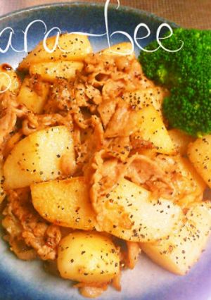 旨いっ♡豚こまと長いものにんにく醤油炒め-レシピのメイン写真