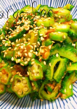ゴーヤとオクラのネバネバ胡麻おかか醤油-レシピのメイン写真