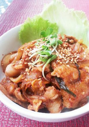 甘辛たれ～豚キムチ丼-レシピのメイン写真