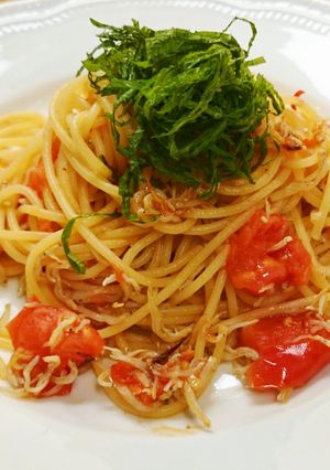 チリメンとトマトのスパゲッティ-レシピのメイン写真