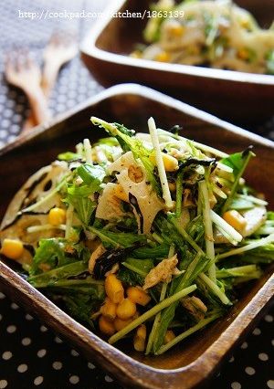 デリ風♪水菜とれんこんのごまダレサラダ-レシピのメイン写真