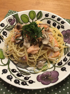 スモークサーモンときのこのクリームパスタ-レシピのメイン写真