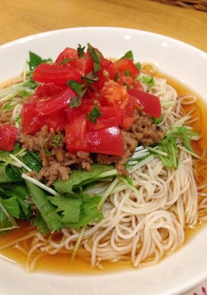 レンジで５分☆簡単肉味噌そうめん-レシピのメイン写真