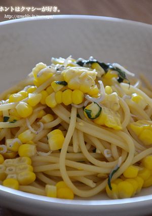 しらすとコーンの紫蘇バターぽん酢パスタ-レシピのメイン写真