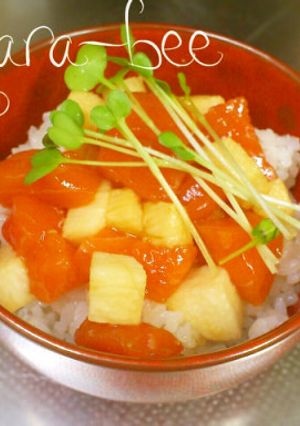 簡単♡サクサク長いもとサーモンの漬け丼-レシピのメイン写真