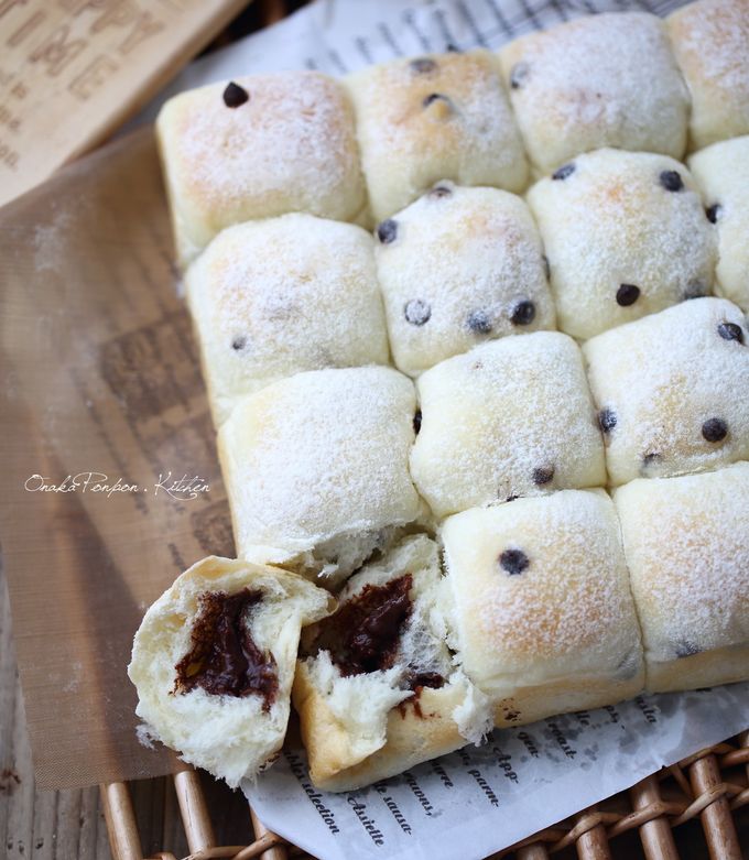 チョコチップ＆チョコクリームちぎりパン♡ by れっさーぱんだ