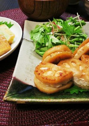 蓮根の鶏ミンチ挟み焼き-レシピのメイン写真