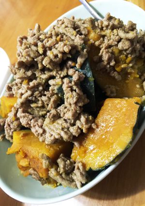簡単☆かぼちゃの煮物を挽肉で美味しく！-レシピのメイン写真