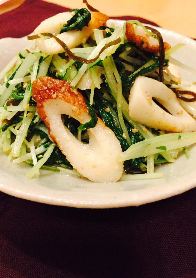 水菜とちくわと塩昆布マヨ炒め♪-レシピのメイン写真