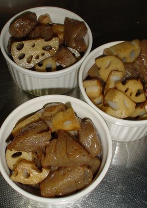 【美肌食】こんにゃく蓮根ピリ辛炒め-レシピのメイン写真