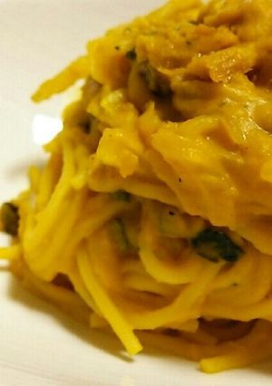 残り物かぼちゃの煮付けでクリームパスタ-レシピのメイン写真
