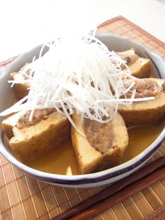 居酒屋メニュー☆厚揚げの肉詰め-レシピのメイン写真