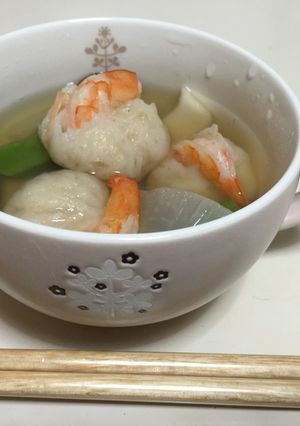 レンジで簡単♪ 長芋&まるごと海老団子-レシピのメイン写真