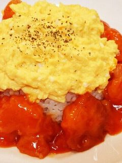 節約豪華*ふわとろ卵の辛くないエビチリ丼-レシピのメイン写真
