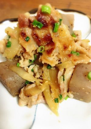 ぶどう豚肉とごぼうのこんにゃく味噌炒め-レシピのメイン写真