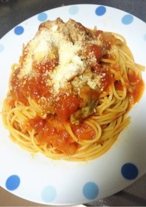 ゴロゴロチキンのトマトパスタ-レシピのメイン写真