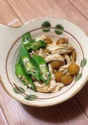 鶏ささみとオクラ・なめこの和え物-レシピのメイン写真