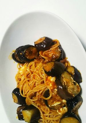茄子のクリーミーなミートソーススパゲティ-レシピのメイン写真