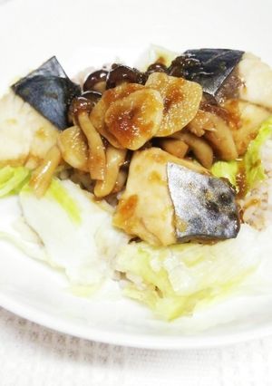 *サワラとしめじのガーリックステーキ丼*-レシピのメイン写真