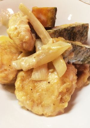 鶏胸肉とカボチャのクリーム和え-レシピのメイン写真