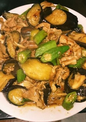 オクラとまいたけと茄子の豚バラ炒め-レシピのメイン写真