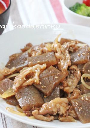 ヘルシーにがっつり！豚肉こんにゃくの甘辛-レシピのメイン写真